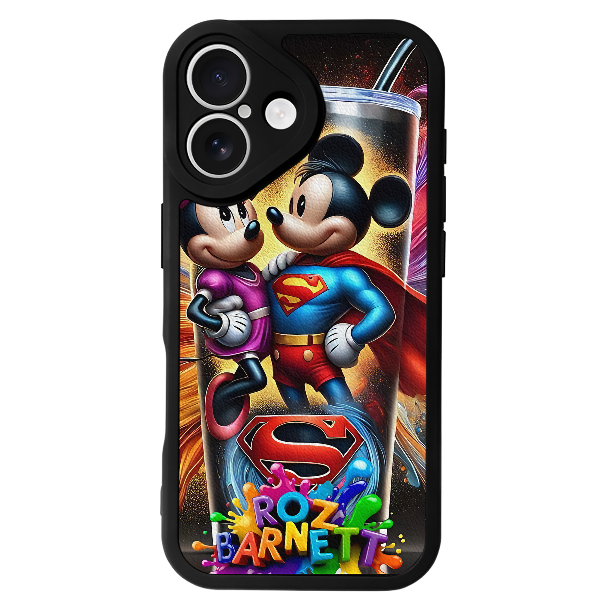 （画像用） ミッキーマウス Mickey Mouse 【iPhone 16シリーズ対応】シリコンスマホケース（レザー調） 材質：シリコン